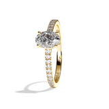Bague solitaire pavé diamant oval or rose - Naturelle