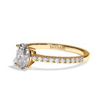 Bague solitaire pavé diamant oval or rose - Naturelle