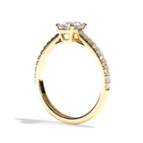 Bague solitaire pavé diamant oval or rose - Naturelle