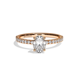 Bague solitaire pavé diamant oval or jaune - Attentionnée