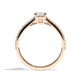 Bague solitaire pavé diamant oval or rose - Naturelle