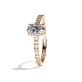 Bague solitaire pavé diamant oval or rose - Naturelle