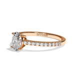 Bague solitaire pavé diamant oval or rose - Naturelle