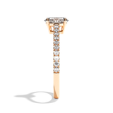 Bague solitaire pavé diamant oval or rose - Naturelle