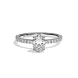 Bague solitaire pavé diamant oval or jaune - Attentionnée