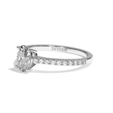 Bague solitaire pavé diamant oval or rose - Naturelle