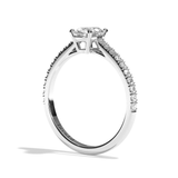 Bague solitaire pavé diamant oval or rose - Naturelle