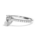 Bague solitaire pavé diamant poire or rose - Naturelle