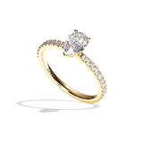 Bague solitaire pavé diamant poire or blanc - Attentionnée