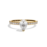 Bague solitaire pavé diamant poire or blanc - Attentionnée