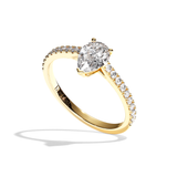 Bague solitaire pavé diamant poire or rose - Naturelle