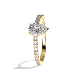 Bague solitaire pavé diamant poire or rose - Naturelle