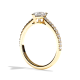 Bague solitaire pavé diamant poire or rose - Naturelle