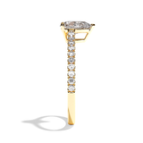 Bague solitaire pavé diamant poire or rose - Naturelle