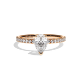 Bague solitaire pavé diamant poire or blanc - Attentionnée