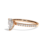 Bague solitaire pavé diamant poire or blanc - Attentionnée