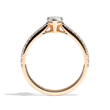 Bague solitaire pavé diamant poire or rose - Naturelle