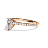 Bague solitaire pavé diamant poire or rose - Naturelle