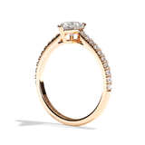 Bague solitaire pavé diamant poire or rose - Naturelle