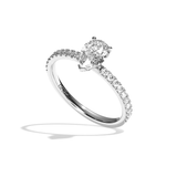 Bague solitaire pavé diamant poire or blanc - Attentionnée