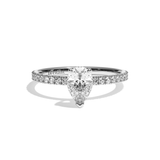 Bague solitaire pavé diamant poire or blanc - Attentionnée