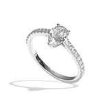 Bague solitaire pavé diamant poire or rose - Naturelle
