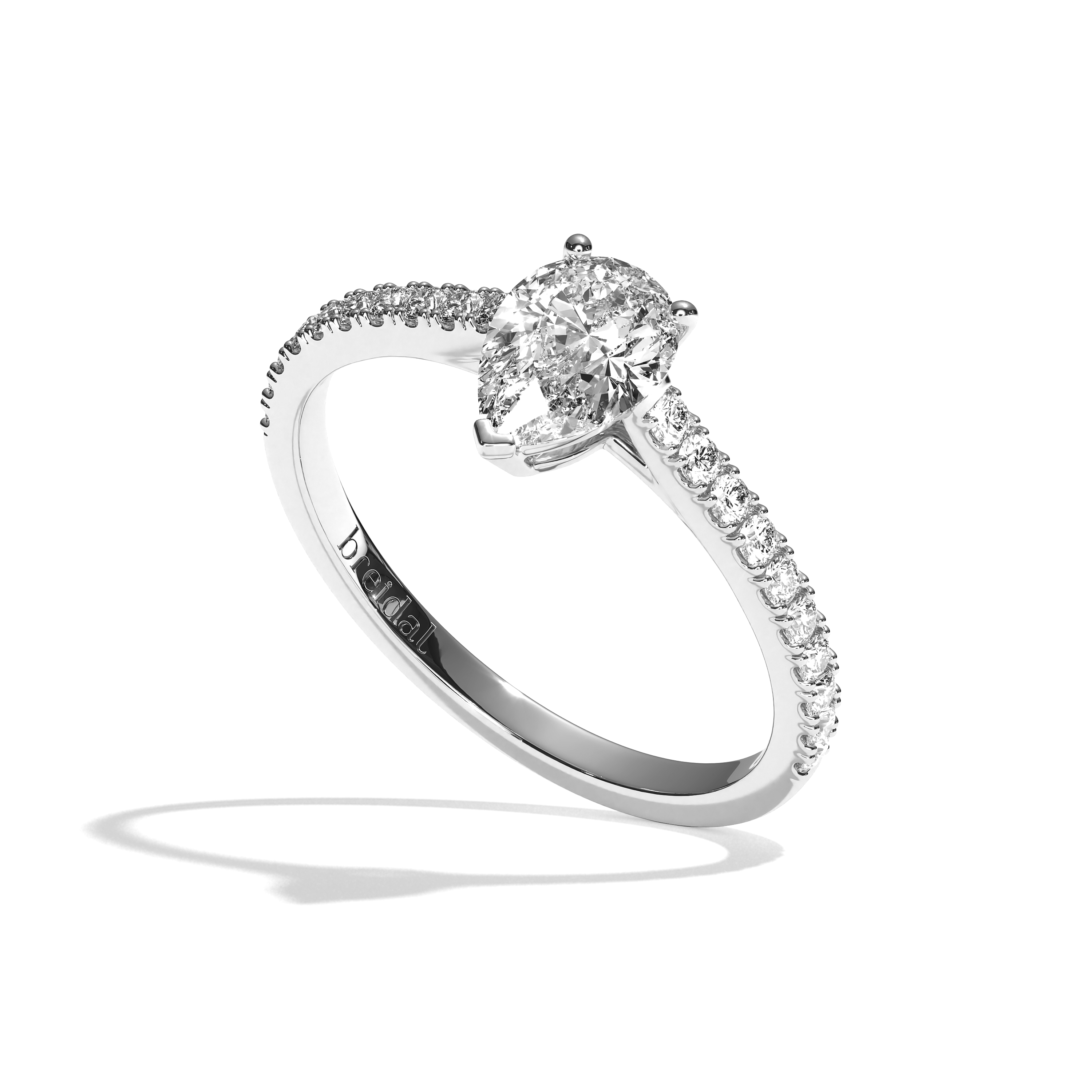 Bague solitaire pavé diamant poire or jaune - Naturelle