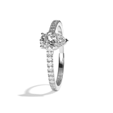 Bague solitaire pavé diamant poire or rose - Naturelle