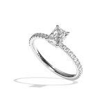 Bague solitaire pavé diamant radiant platine - Attentionnée