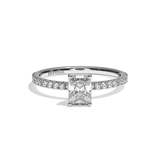Bague solitaire pavé diamant radiant platine - Attentionnée