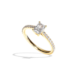 Bague solitaire pavé diamant radiant or blanc - Naturelle