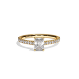 Bague solitaire pavé diamant radiant or blanc - Naturelle