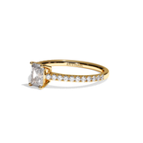 Bague solitaire pavé diamant radiant or blanc - Naturelle