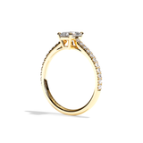 Bague solitaire pavé diamant radiant or blanc - Naturelle