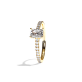 Bague solitaire pavé diamant radiant or blanc - Naturelle