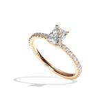Bague solitaire pavé diamant radiant platine - Attentionnée