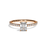 Bague solitaire pavé diamant radiant platine - Attentionnée