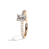 Bague solitaire pavé diamant radiant platine - Attentionnée