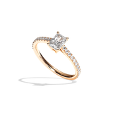 Bague solitaire pavé diamant radiant or blanc - Naturelle