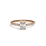 Bague solitaire pavé diamant radiant or blanc - Naturelle