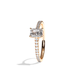 Bague solitaire pavé diamant radiant or blanc - Naturelle