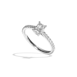 Bague solitaire pavé diamant radiant or blanc - Naturelle
