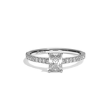 Bague solitaire pavé diamant radiant or blanc - Naturelle