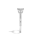 Bague solitaire pavé diamant radiant or blanc - Naturelle