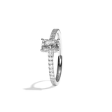 Bague solitaire pavé diamant radiant or blanc - Naturelle