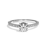 Bague solitaire pavé diamant rond or blanc - Naturelle
