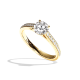 Bague solitaire pavé diamant rond or rose - Éternelle