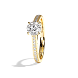 Bague solitaire pavé diamant rond or rose - Éternelle