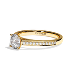 Bague solitaire pavé diamant rond or rose - Éternelle
