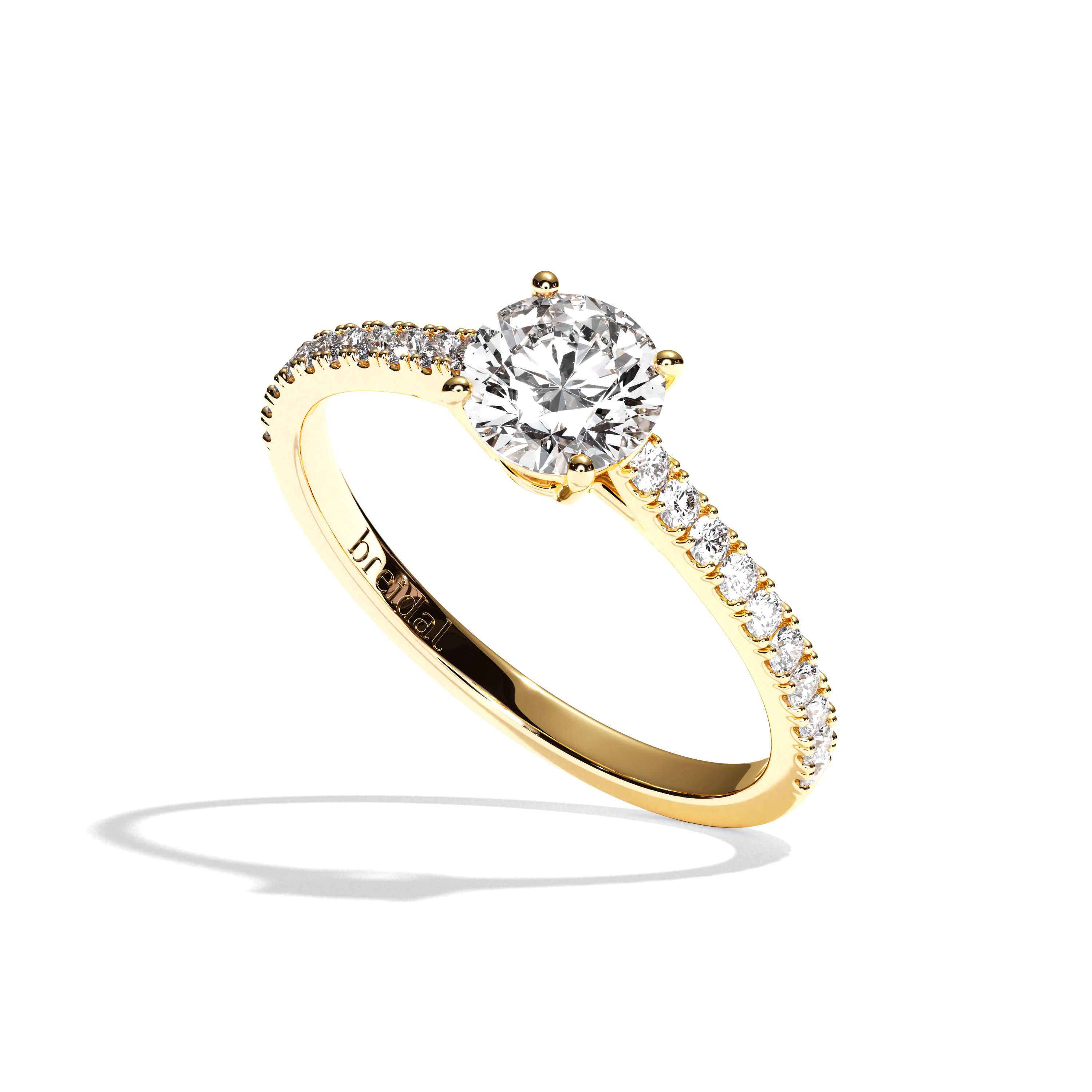 Bague solitaire pavé diamant rond or blanc - Naturelle